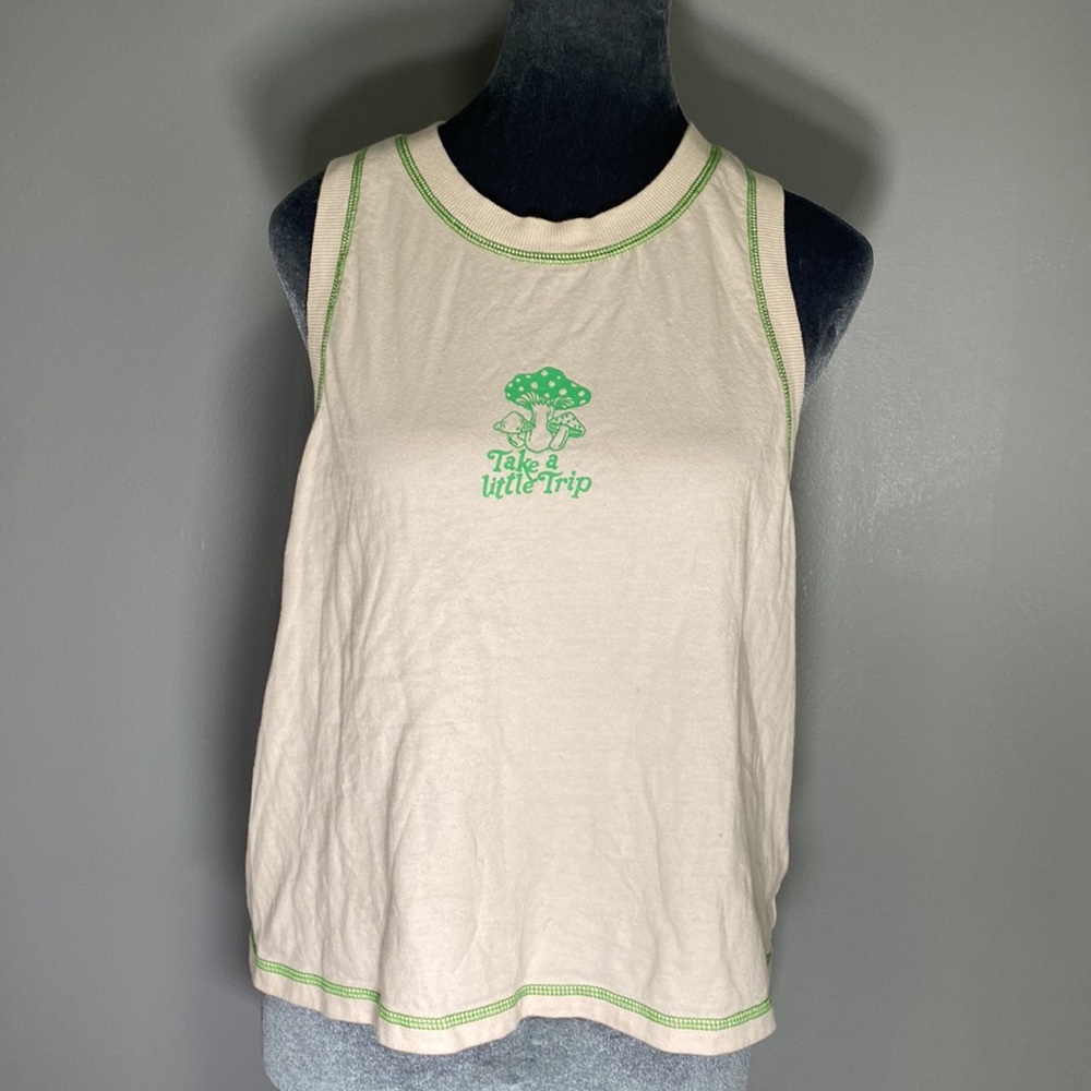 Urban Outfitters Mushroom "Take a Little Trip" Sleeveless Tank Large - Picture 4 of 9